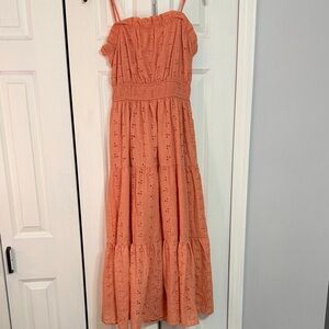 Blu Pepper Coral Eyelet Maxi Dress